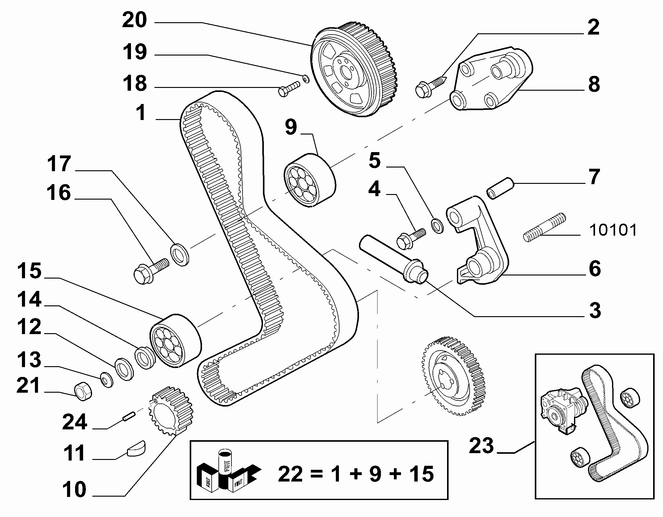 FIAT 99461358 - Polea inversión / guía, correa distribución parts5.com