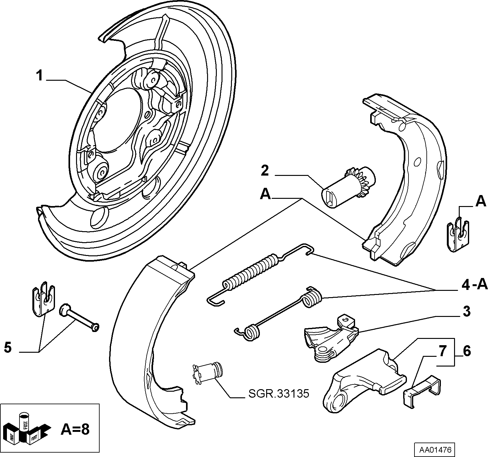 FIAT 77363478 - Komplet kočionih papuča, ručna kočnica parts5.com