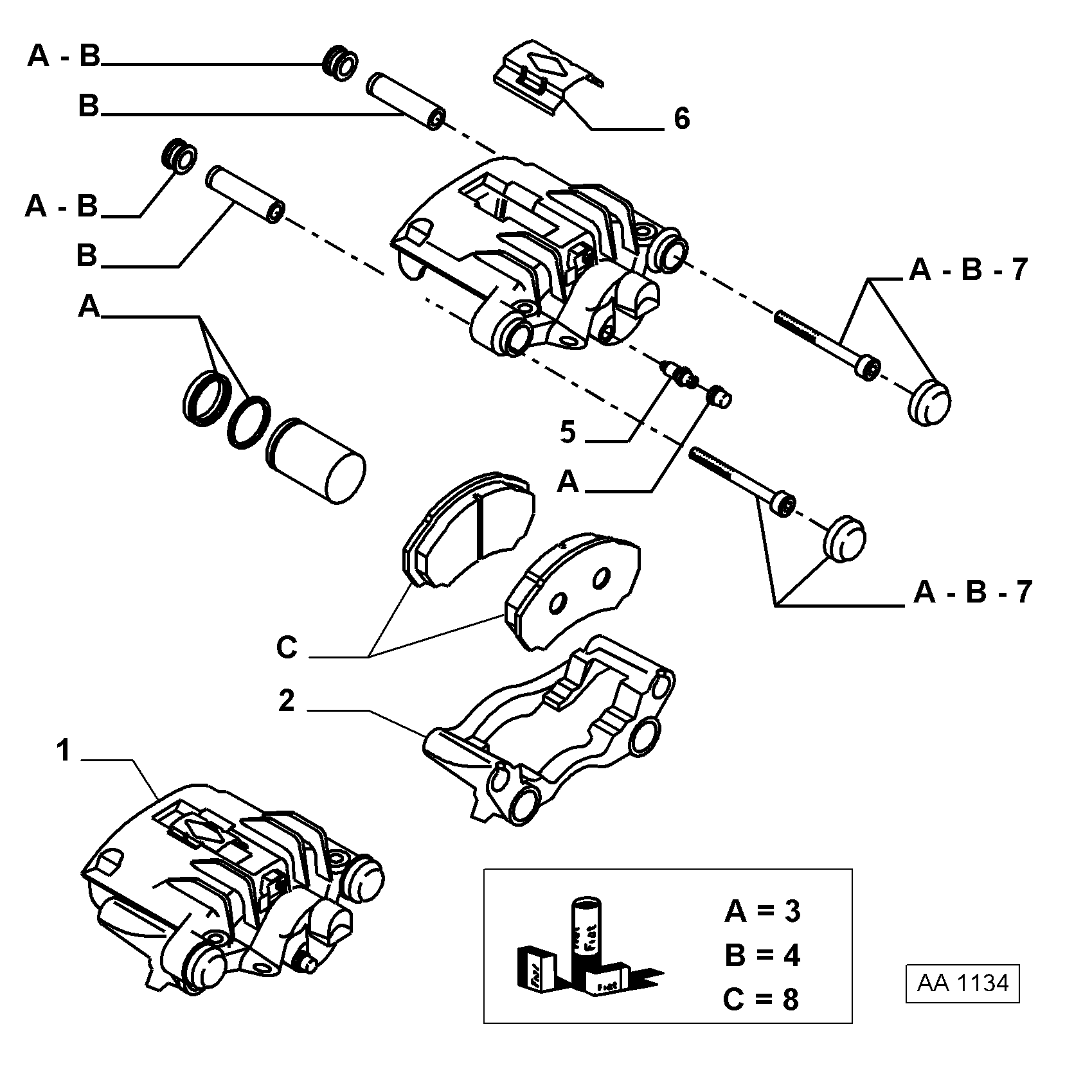 FIAT 77364046 - Juego de casquillos guía, pinza de freno parts5.com