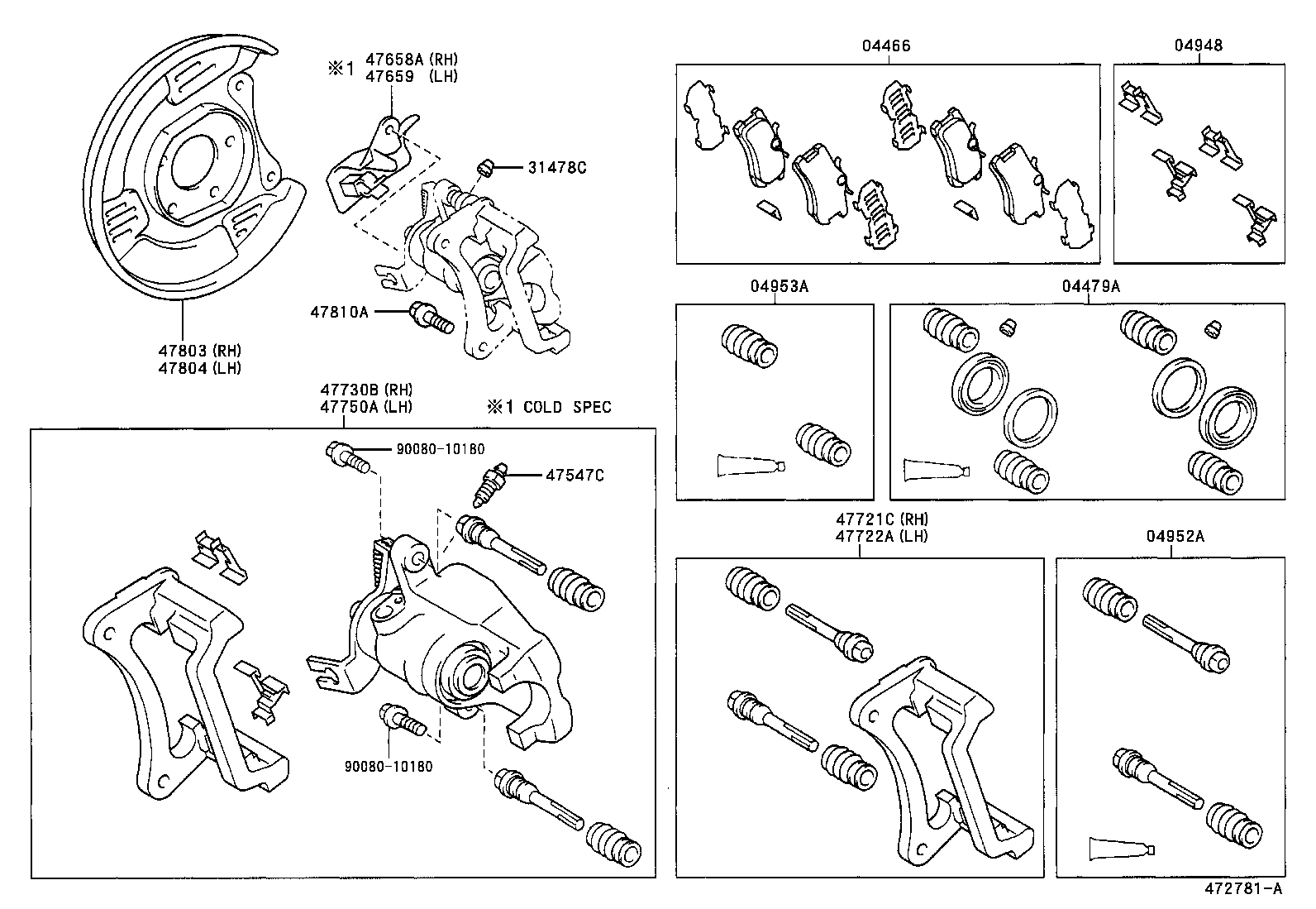 TOYOTA 4772109100 - Komplet vodilnih tulk, sedlo zavore parts5.com