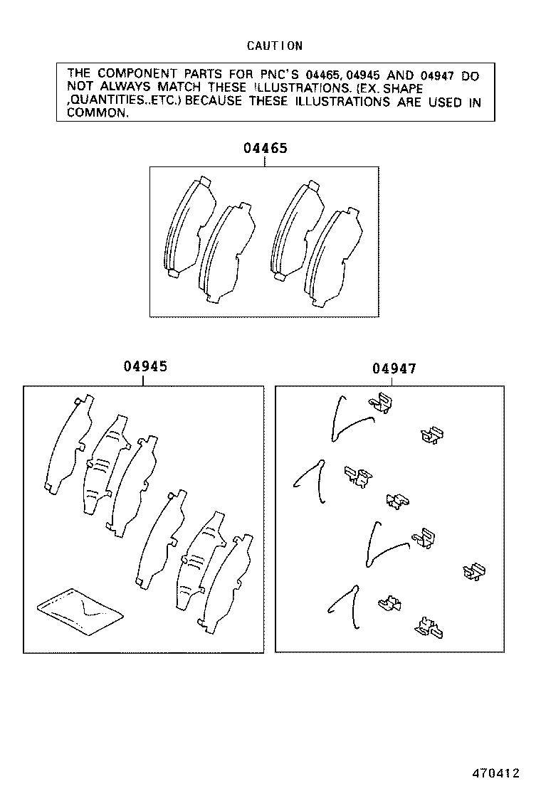 TOYOTA 0446512500 - Тормозные колодки, дисковые, комплект parts5.com