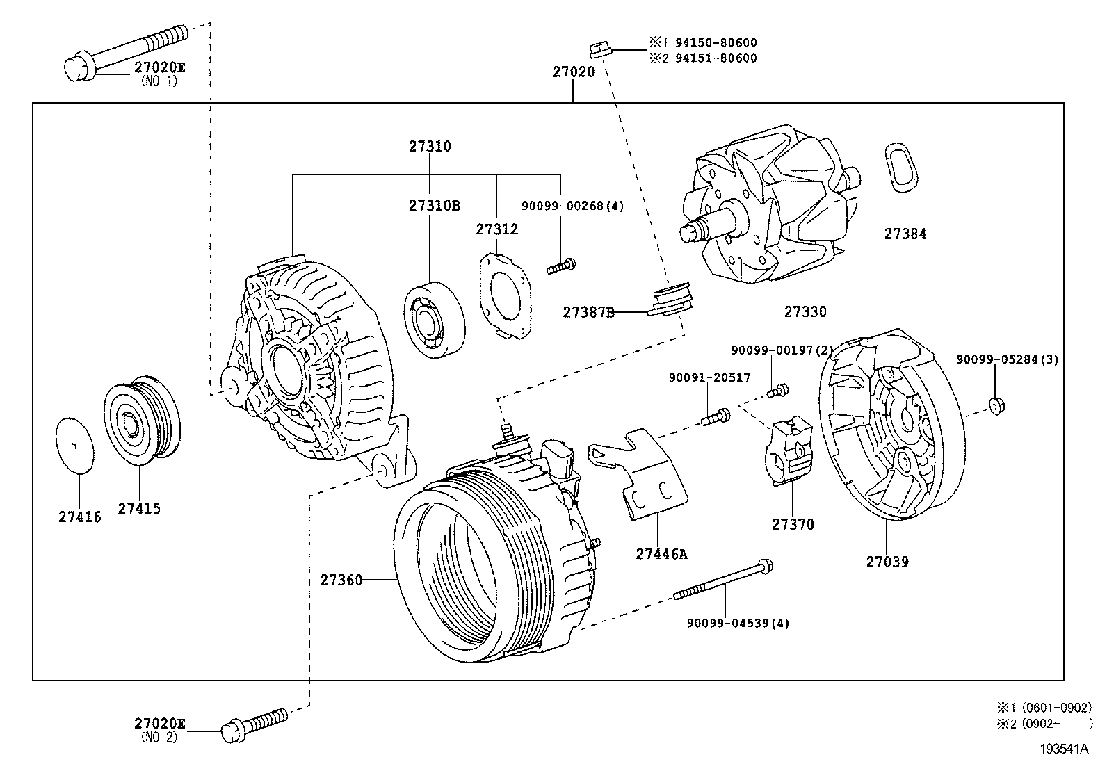 TOYOTA 2706028310 - Alternador parts5.com