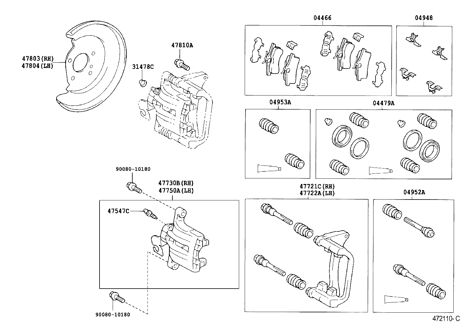 TOYOTA 4772109030 - Guide Sleeve Kit, brake caliper parts5.com