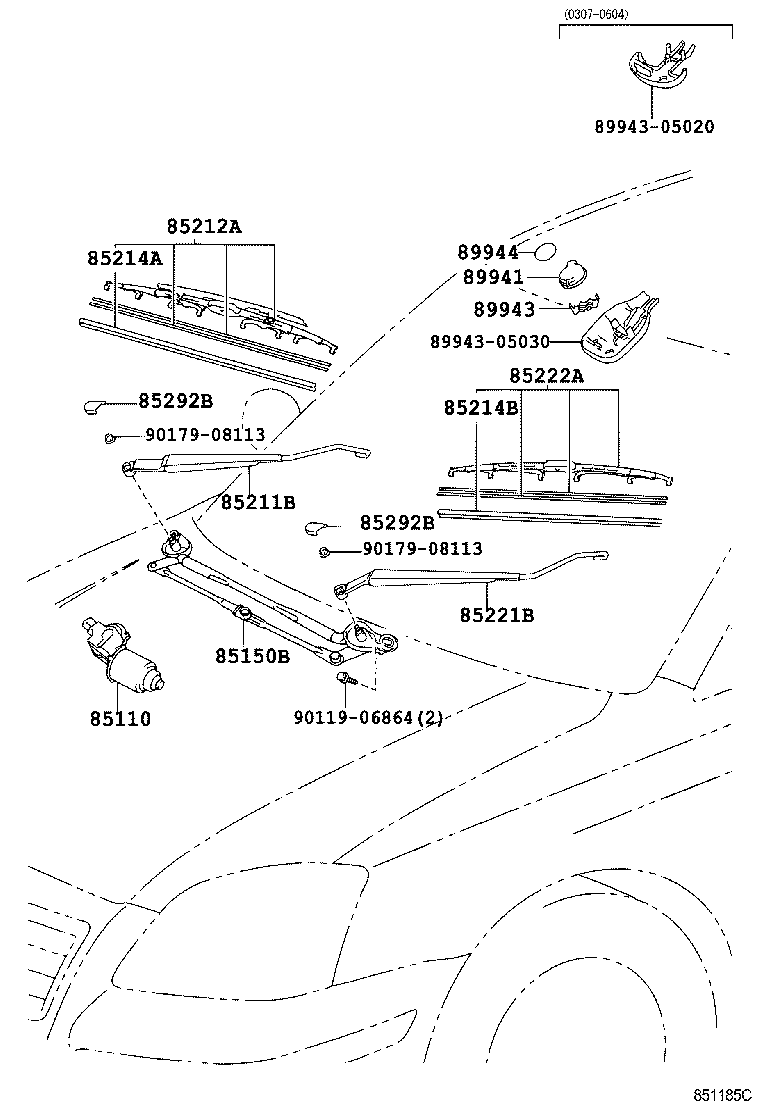 TOYOTA 85212-05081 - Перо на чистачка parts5.com