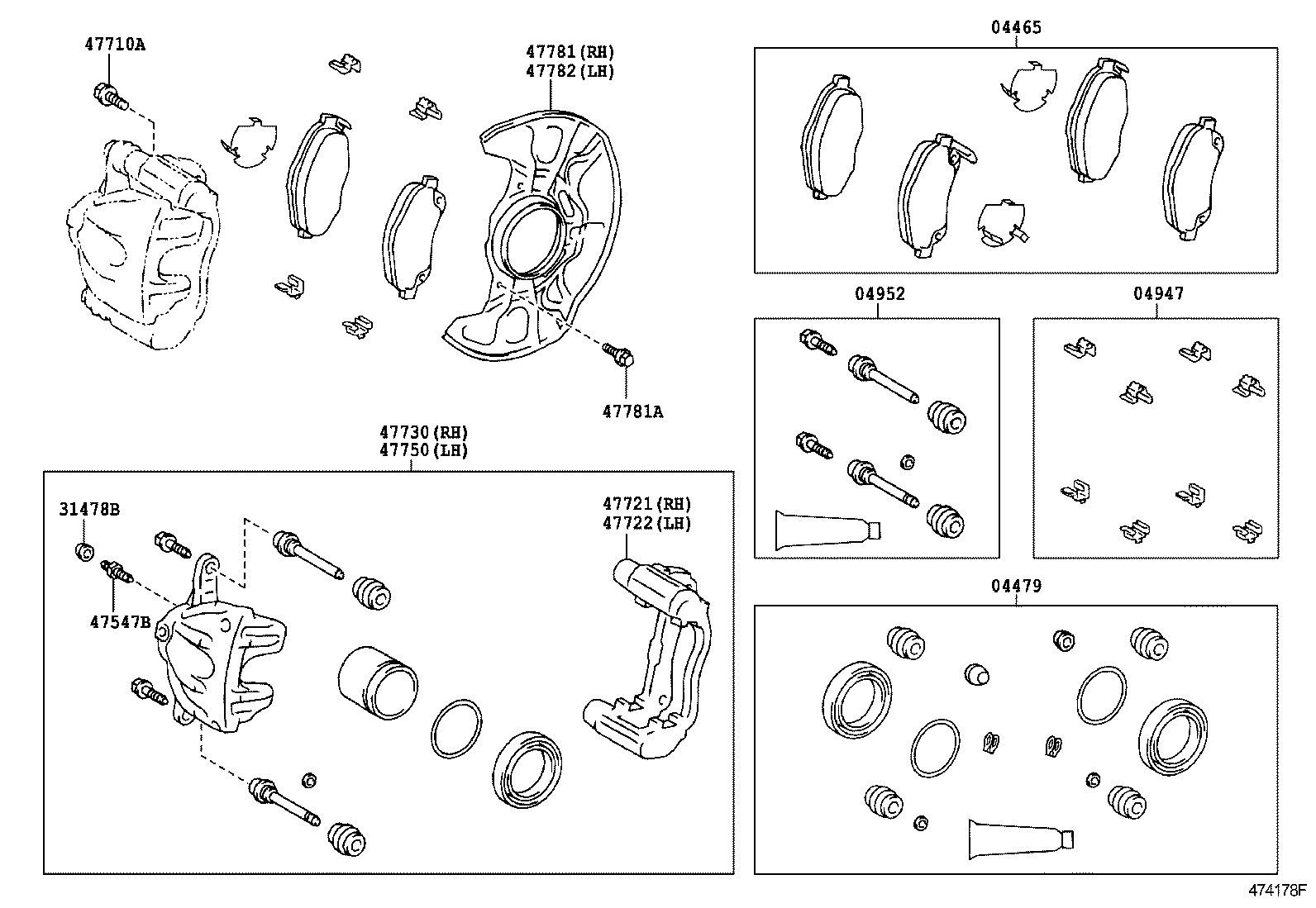 Daihatsu 0494705040 - Komplet pribora, obloga disk kočnica parts5.com