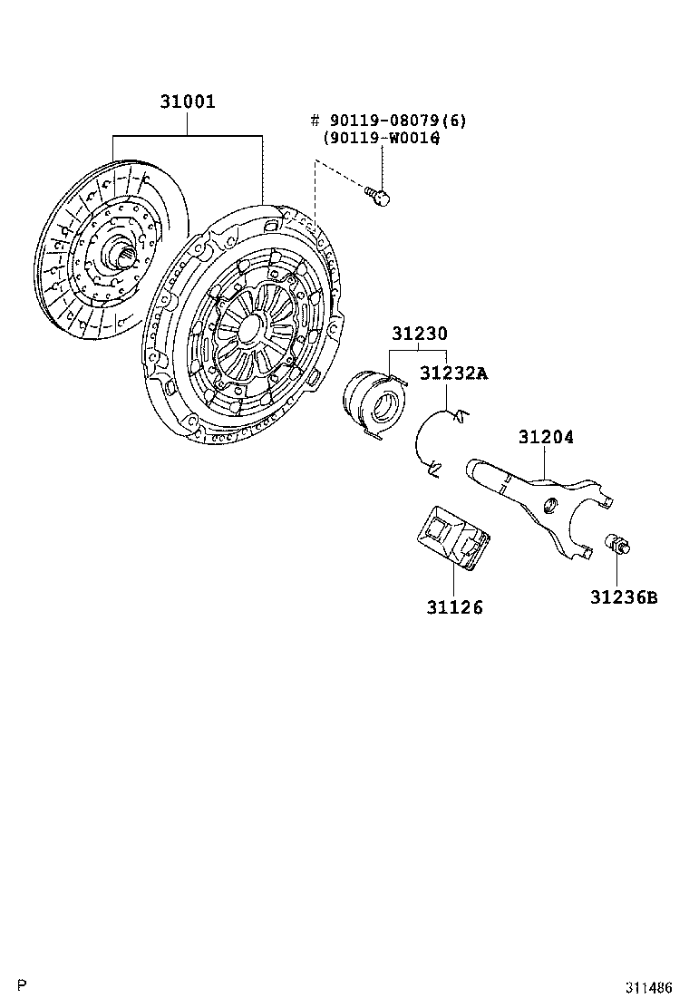 TOYOTA 31001-05040 - Komplet spojke parts5.com