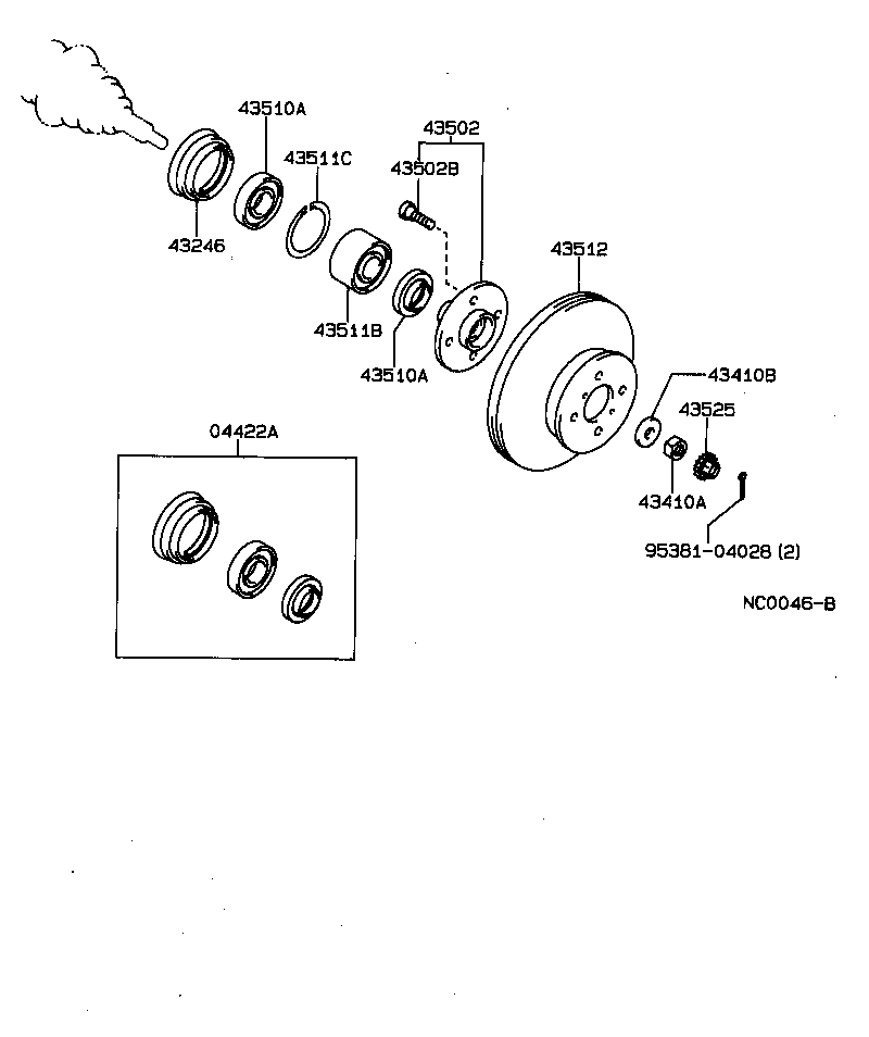 TOYOTA 9538104028 - Σετ ρουλεμάν τροχών parts5.com