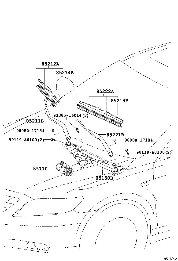 TOYOTA 85222-06110 - Törlőlapát parts5.com