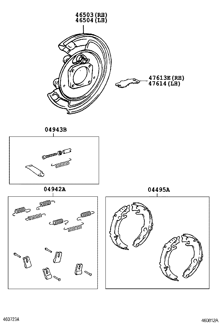 TOYOTA 0449502120 - Fren pabuç takımı, el freni parts5.com