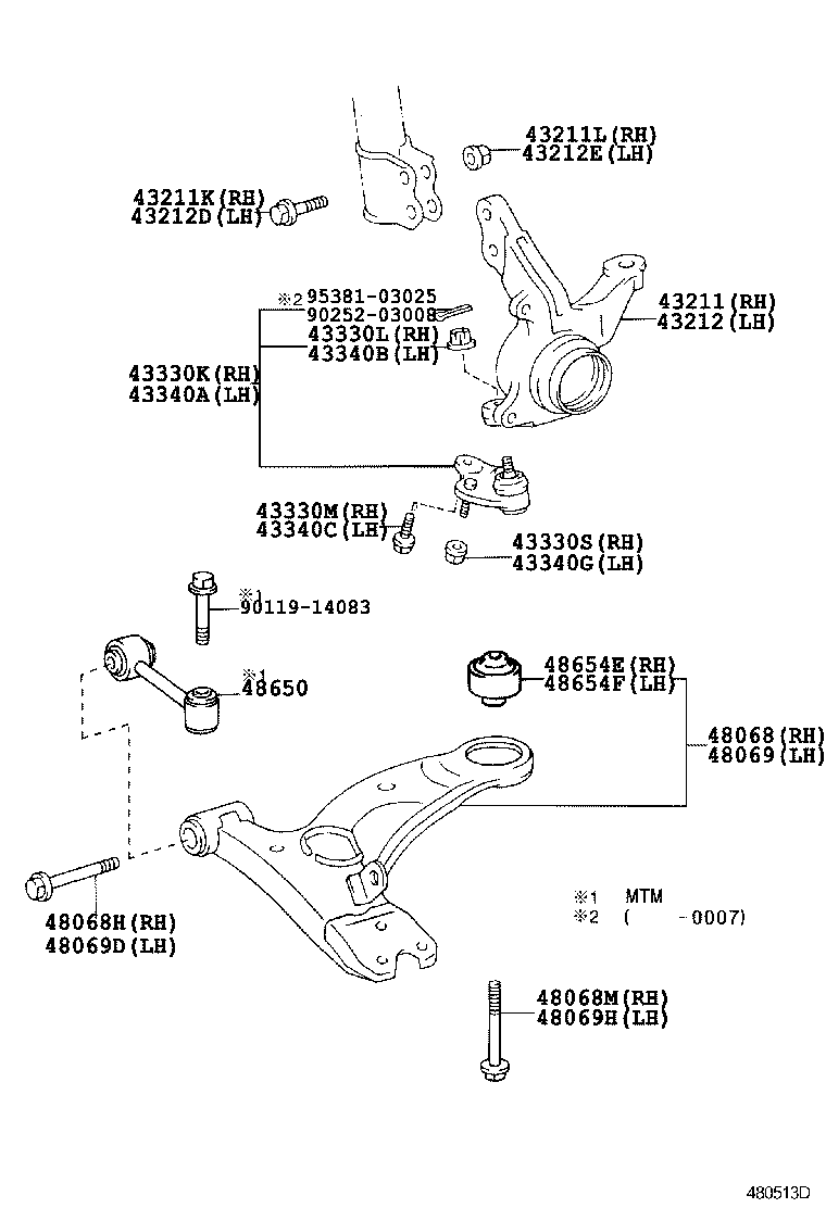 TOYOTA 48068-05050 - Upravljač, ovjes kotača parts5.com