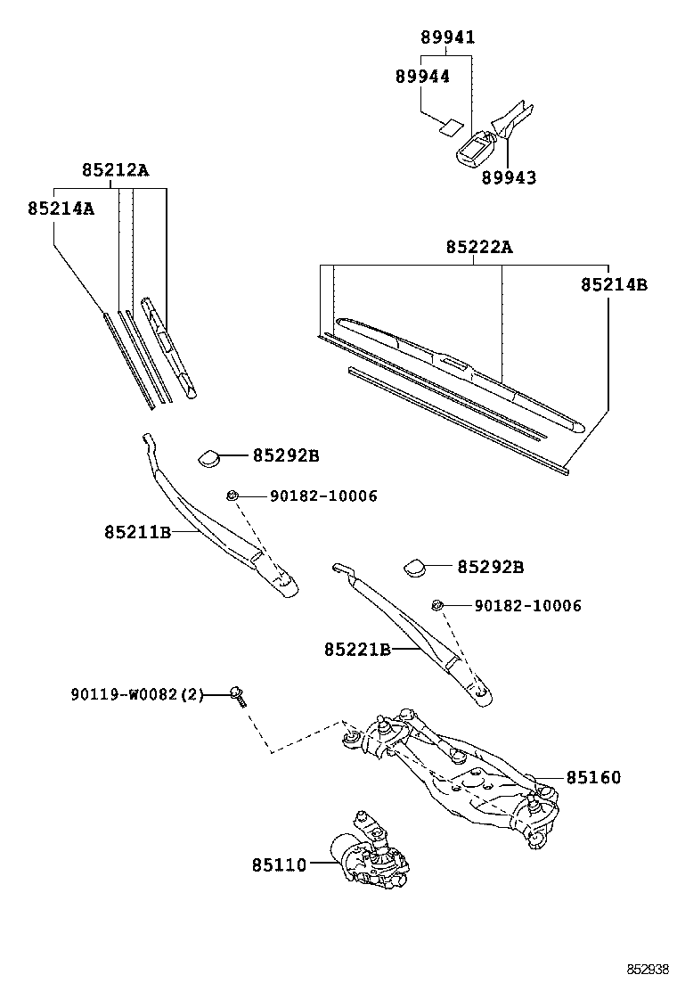 TOYOTA 8522102310 - Stieracia liżta parts5.com