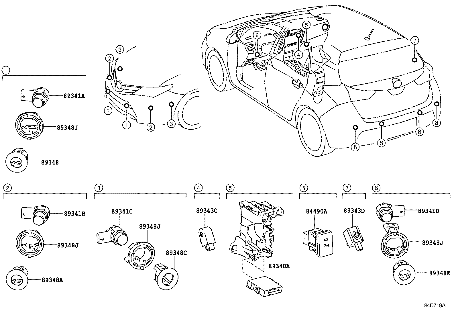 TOYOTA 89341-05010-C0 - Sensor, parking assist parts5.com