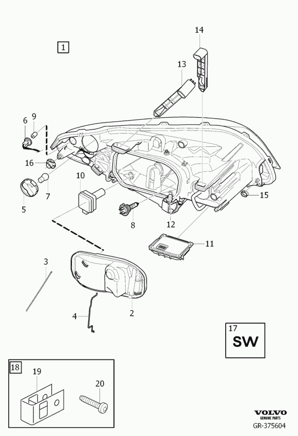 Volvo 30784923 - Roznětnice, výbojka plněná plynem parts5.com