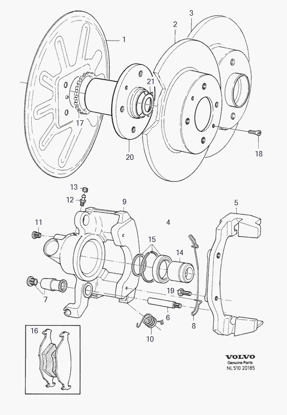 Volvo 3342535 - Set bucsi de ghidaj, etrier frana parts5.com