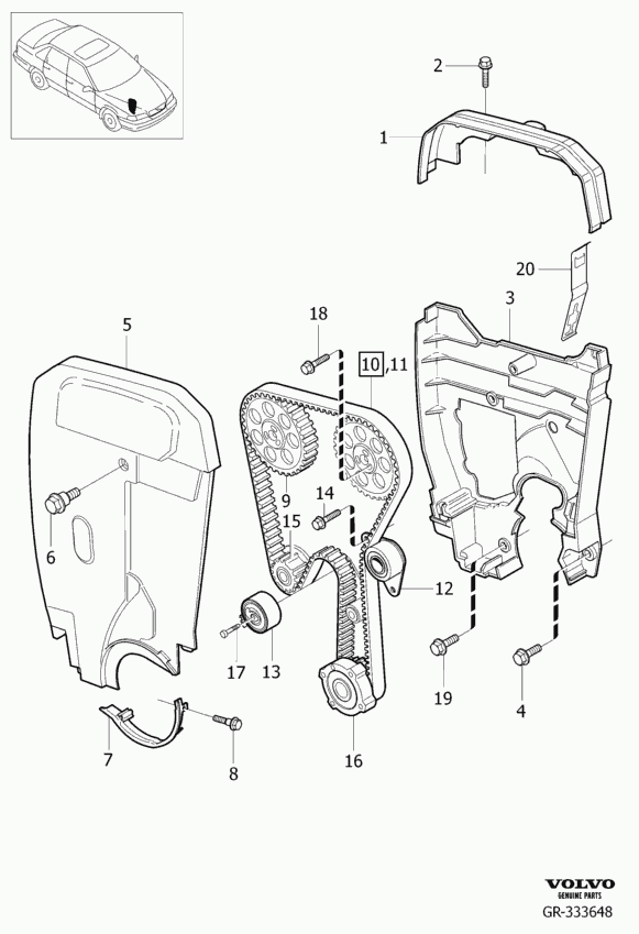 Volvo 3 063 827 7 - Spannrolle, Zahnriemen parts5.com