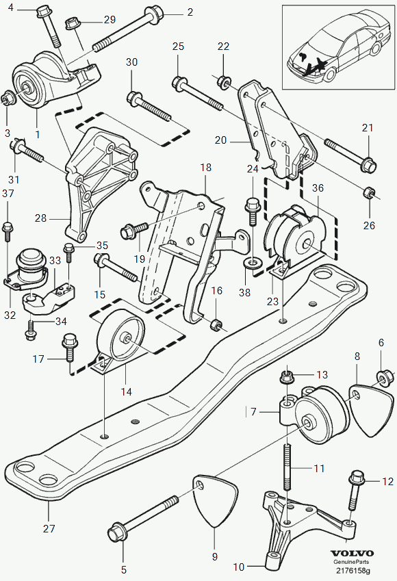 Volvo 30854942 - Mounting, manual transmission parts5.com