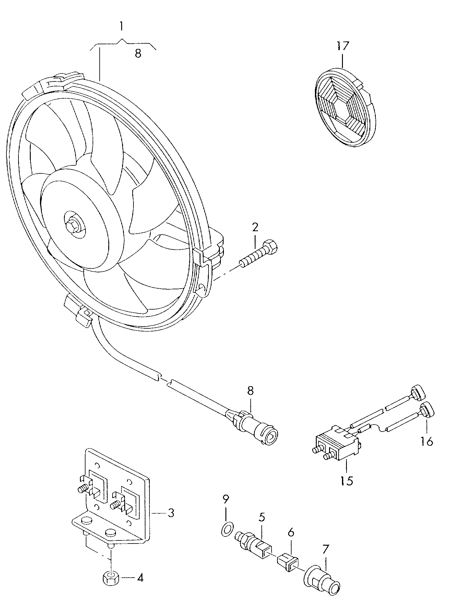 VW 8D0 959 455 P - Βεντιλατέρ, ψύξη κινητήρα parts5.com