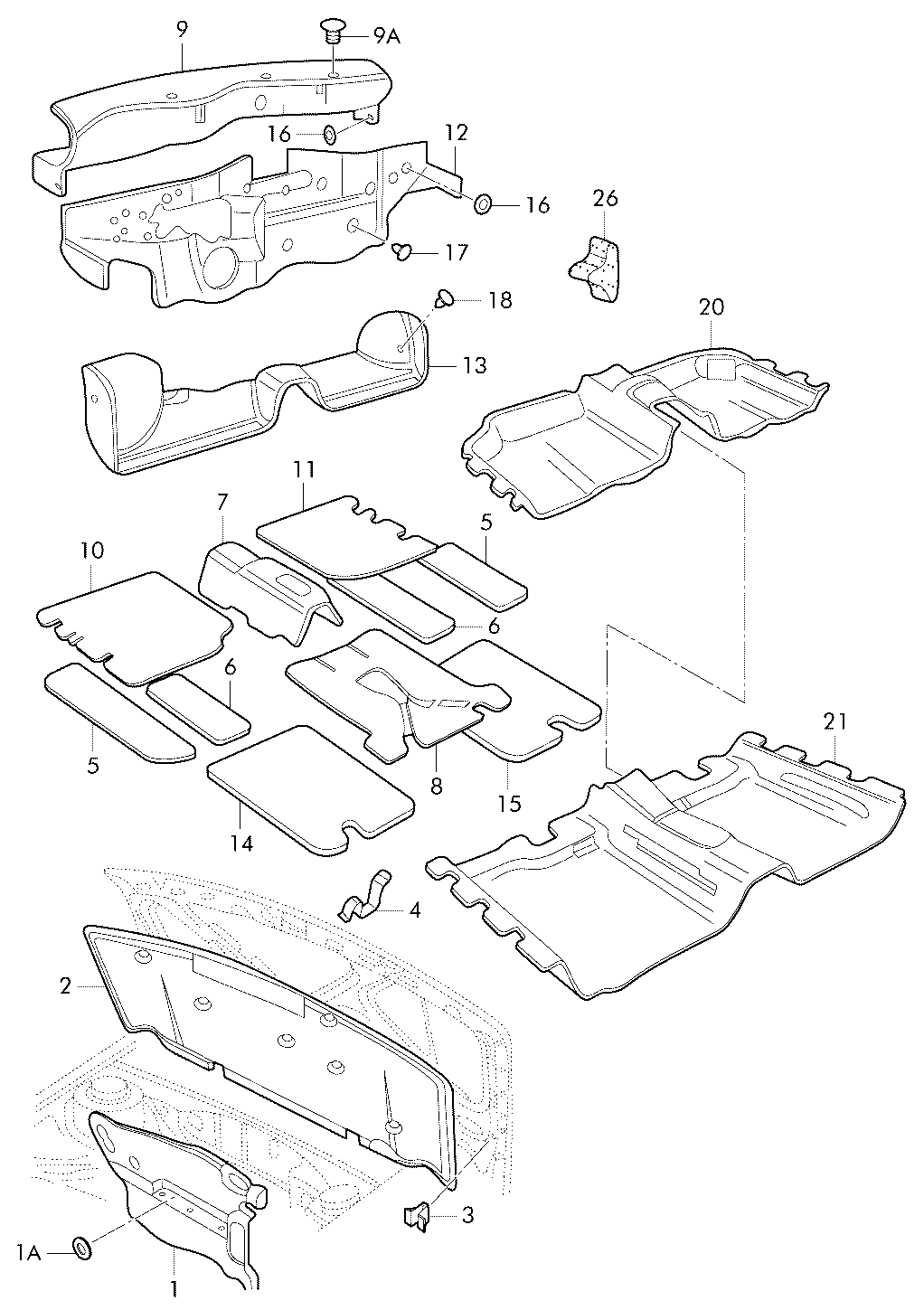 VW 1J0 863 835E - Material amortizare zgomot, nisa motor parts5.com