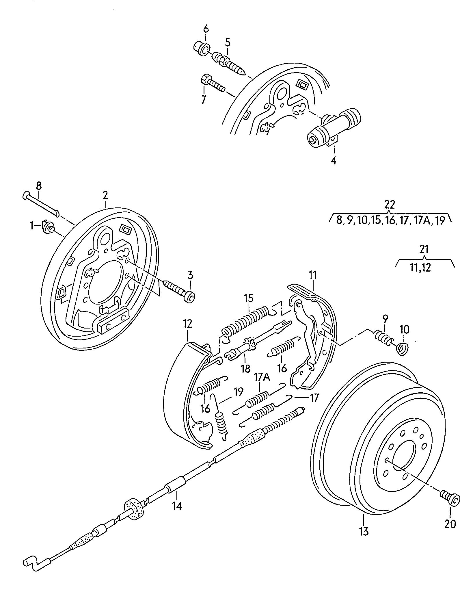 VAG 701 698 525 B - Garnitura zavorne celjusti parts5.com