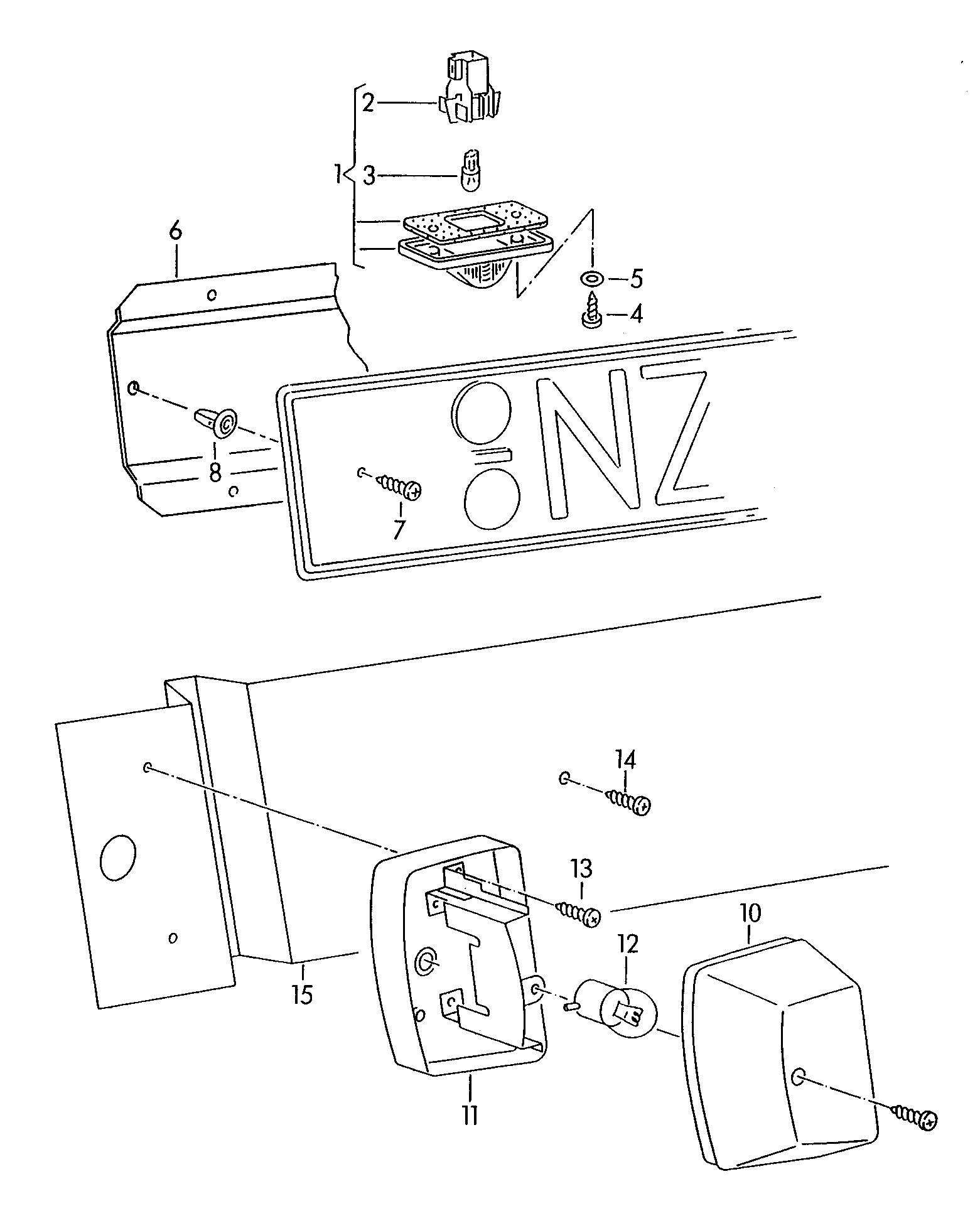 VAG 283 943 111 A - Puzdro osvetlenia poznávacej značky parts5.com