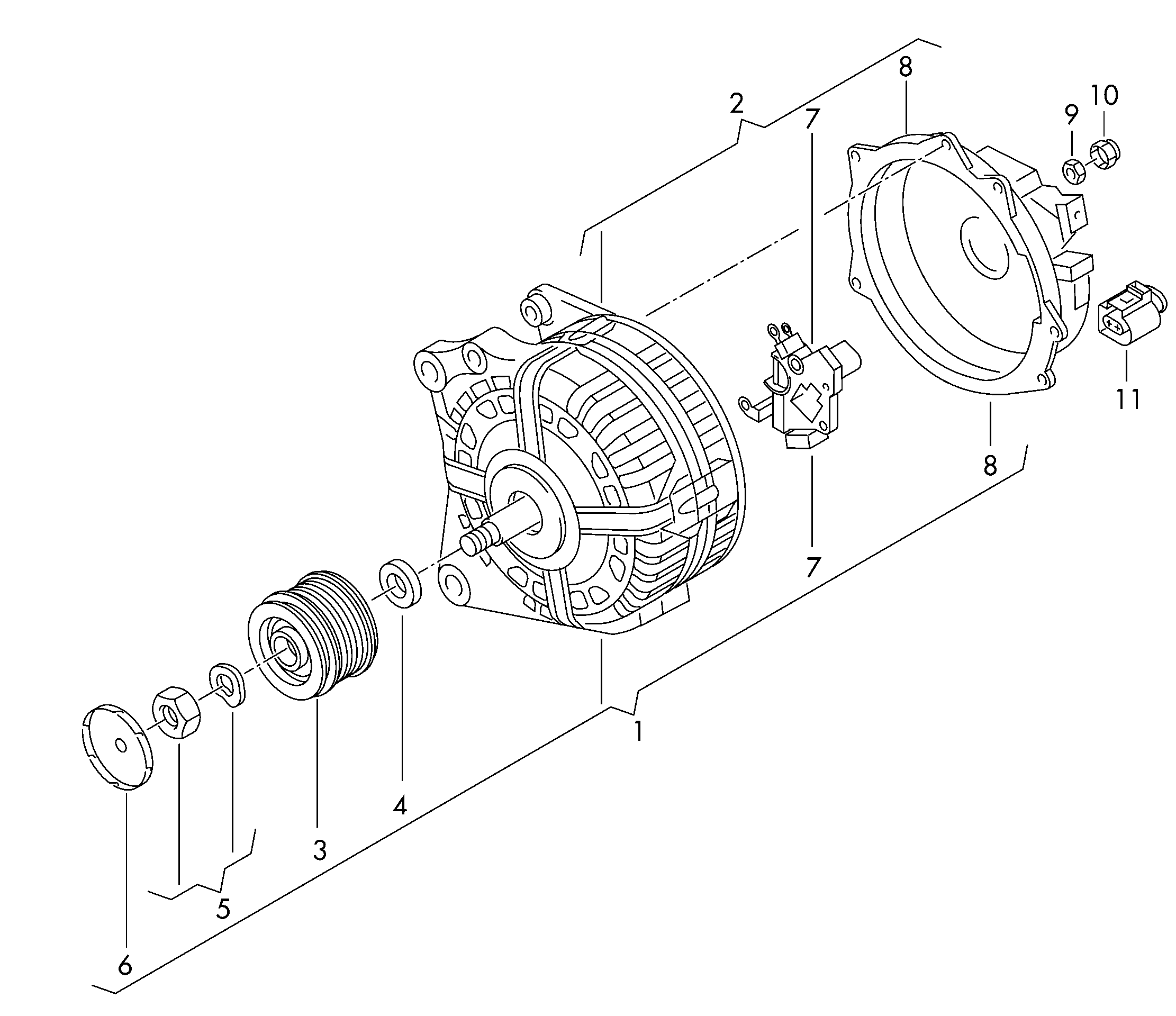 VW 03F 903 023 E - Τροχαλία ιμάντα , γεννήτρια parts5.com