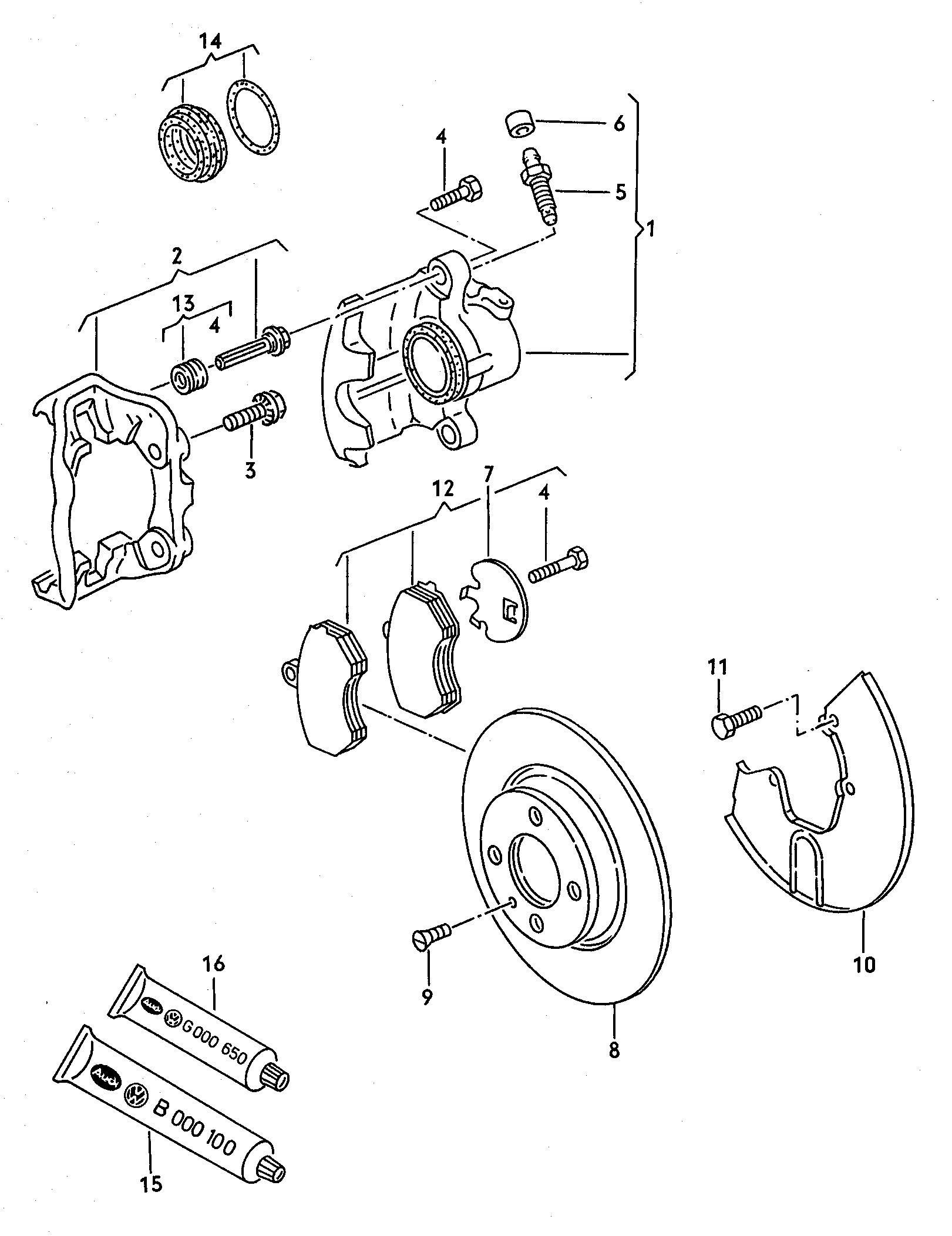 VAG 443 698 470 - Sada vodicích pouzder, brzdový třmen parts5.com