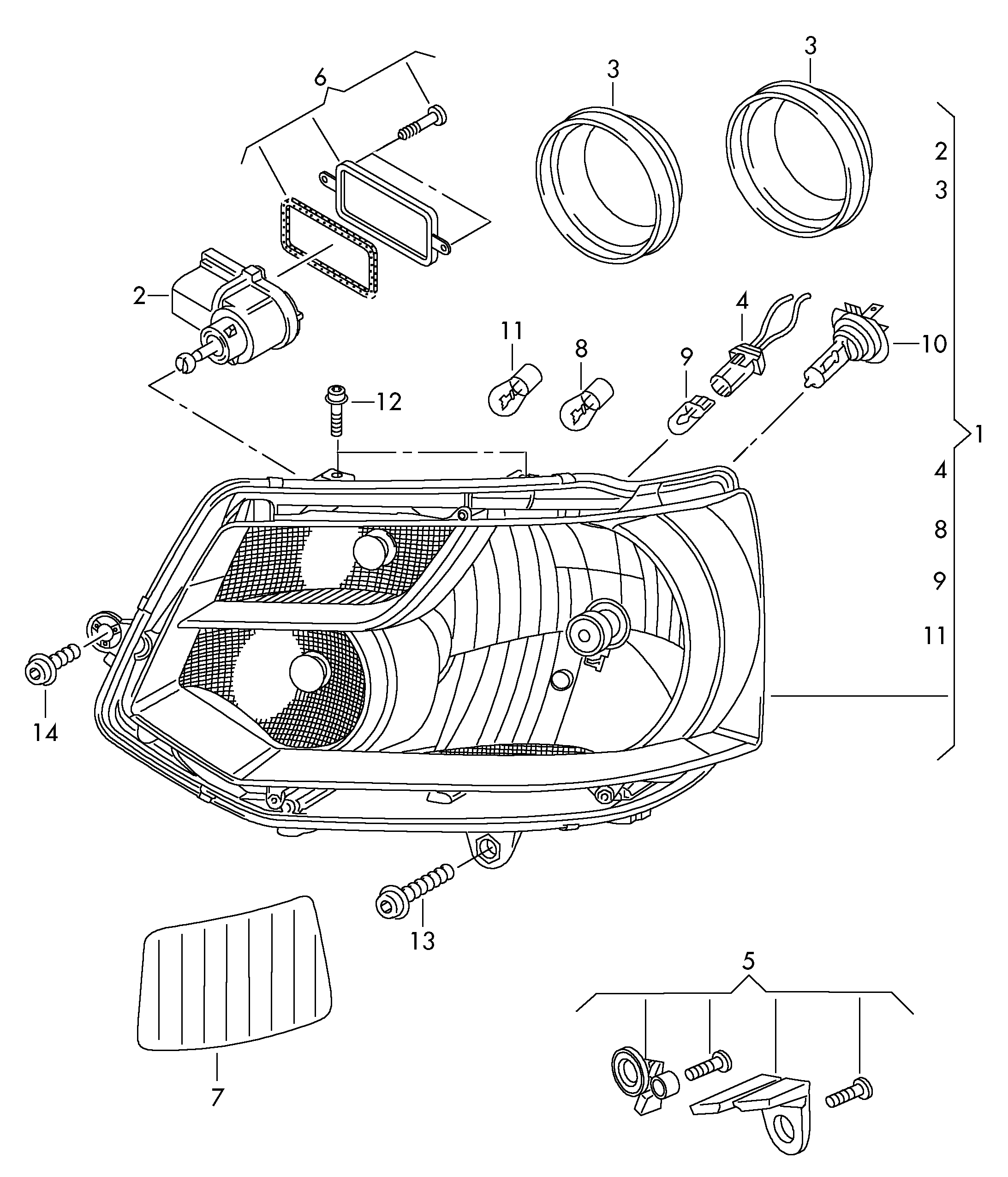 VW 7E1 941 015 H - Headlight parts5.com