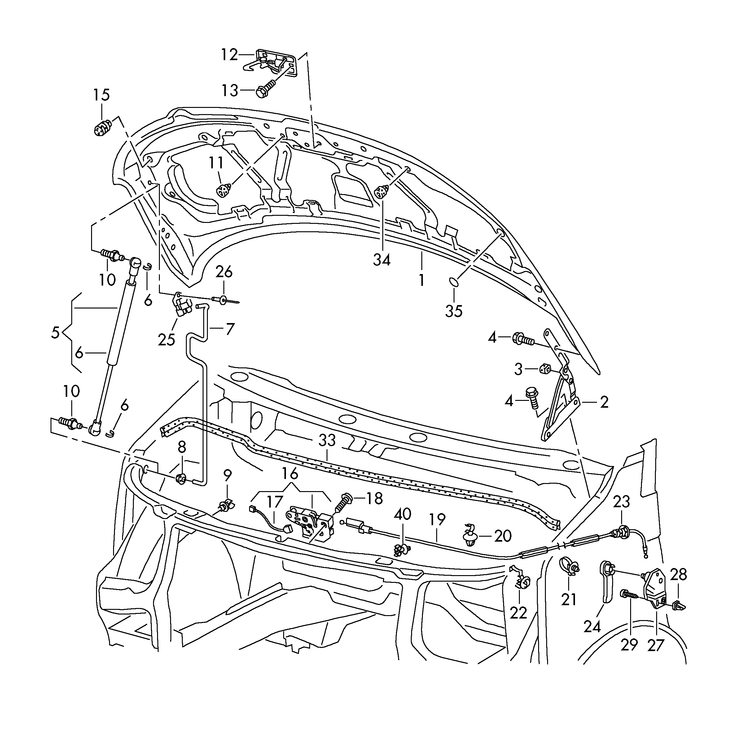 VW 7E0823033D - Bonnet, hood parts5.com