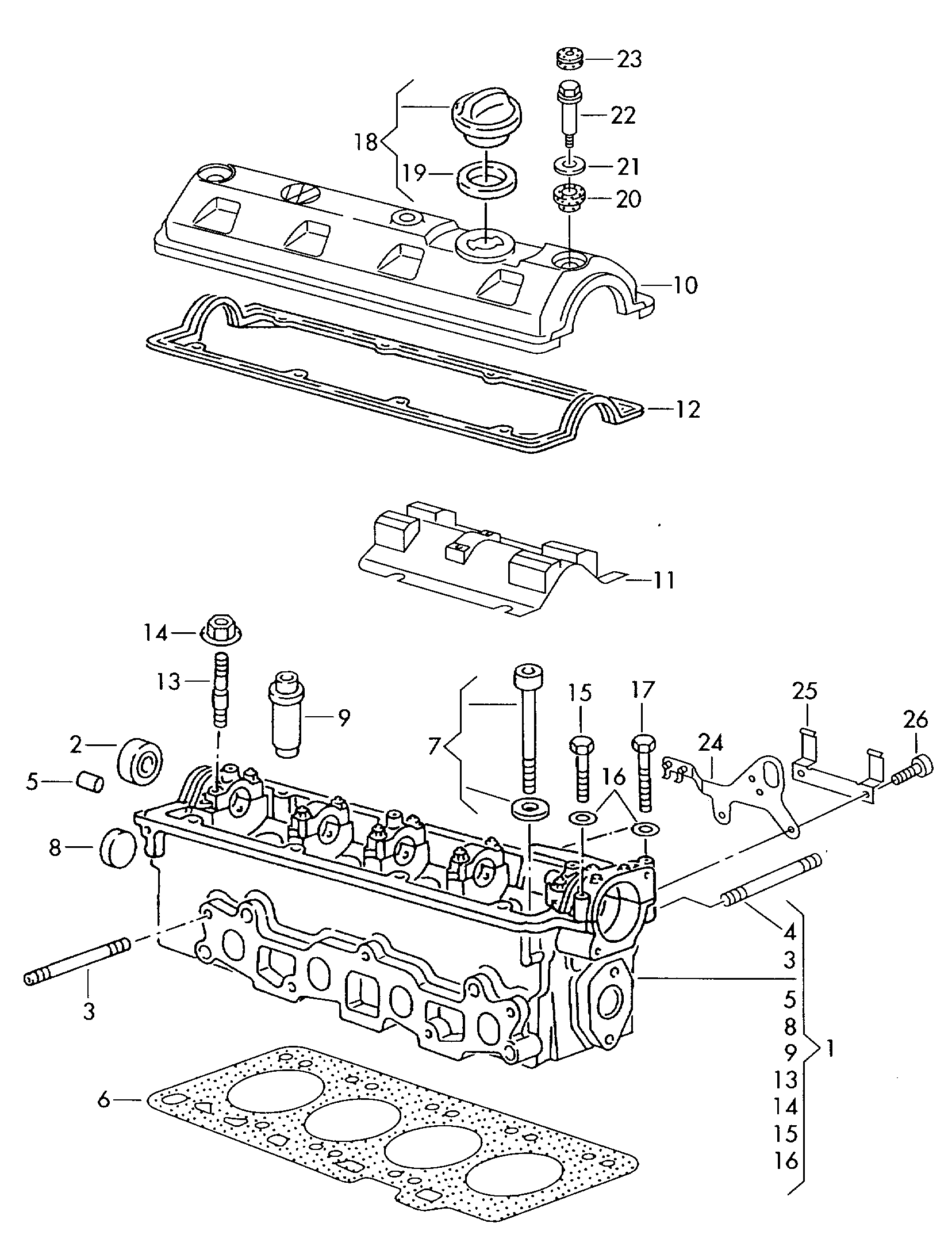 Skoda 049103384B - Set surub, chiulasa parts5.com