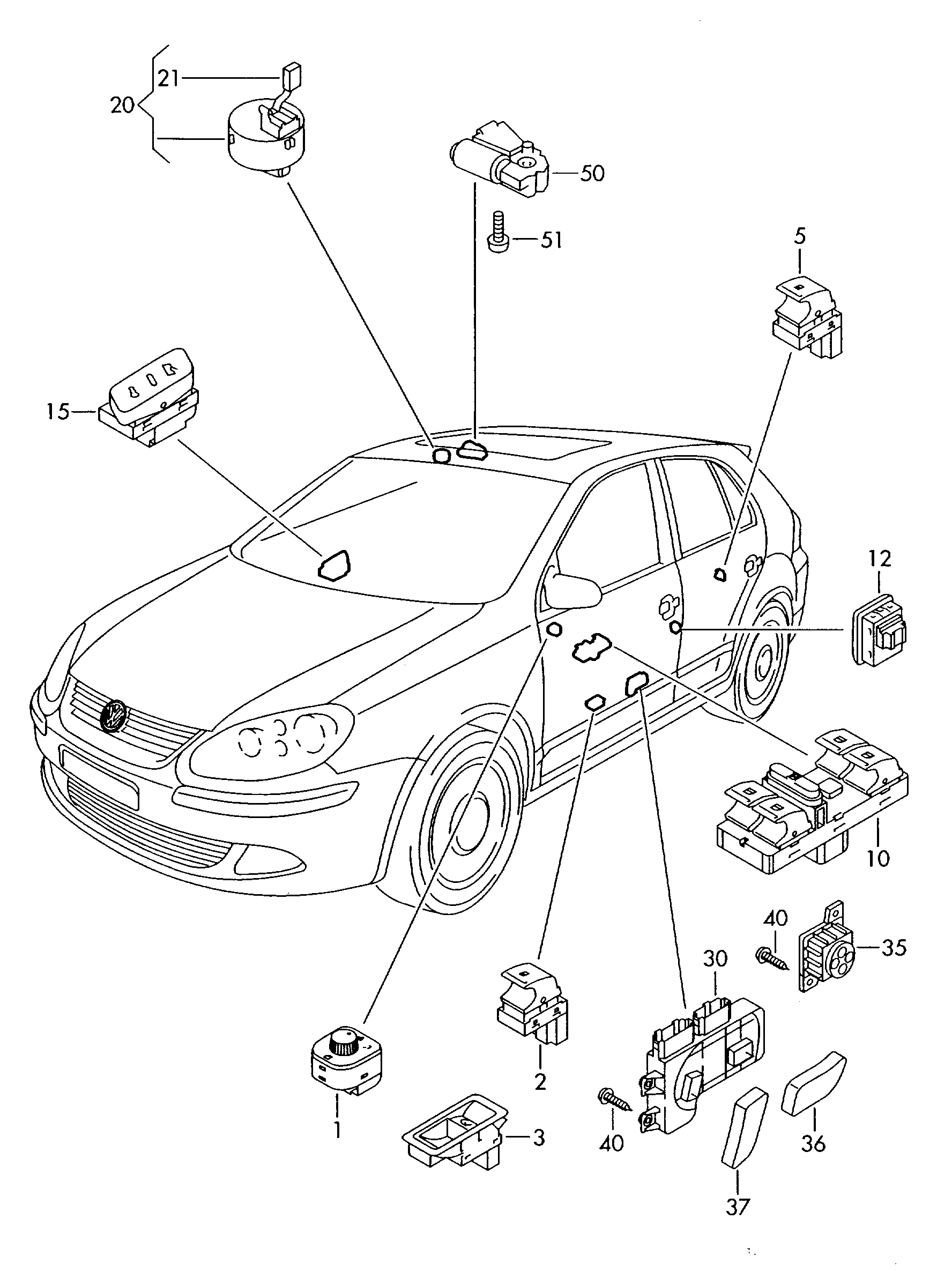 Seat 1K0 959 565K - Kytkin, peilin säätö parts5.com