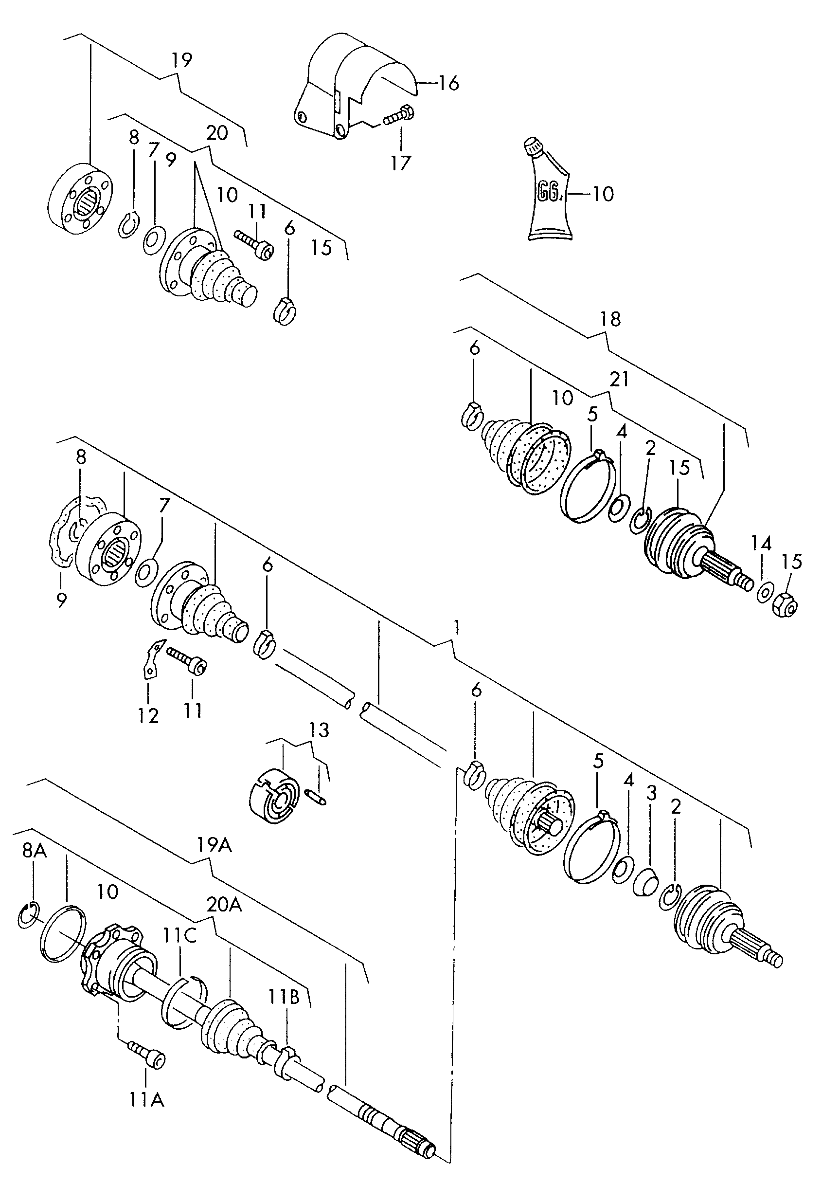 VAG JZW498340BX - Каре комплект, полуоска parts5.com