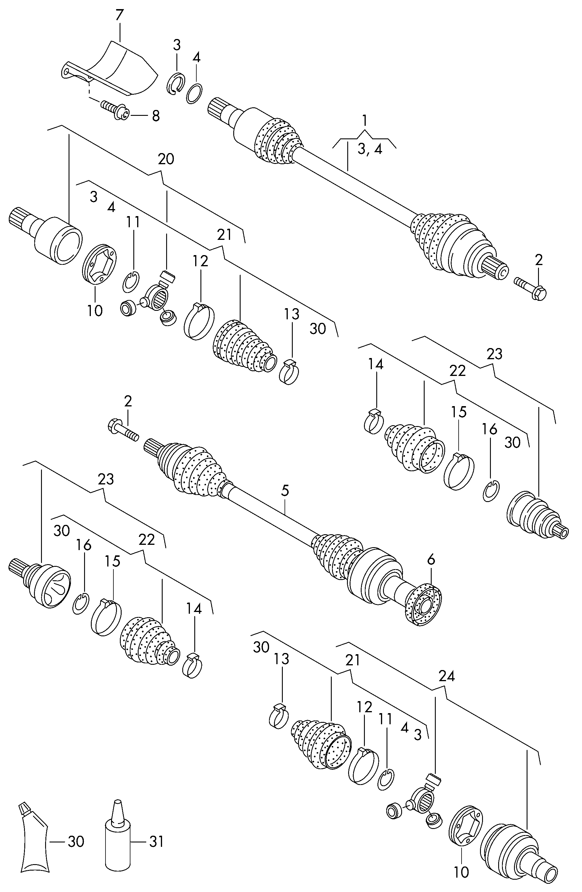 Seat 5N0498099 - Juego de articulación, árbol de transmisión parts5.com