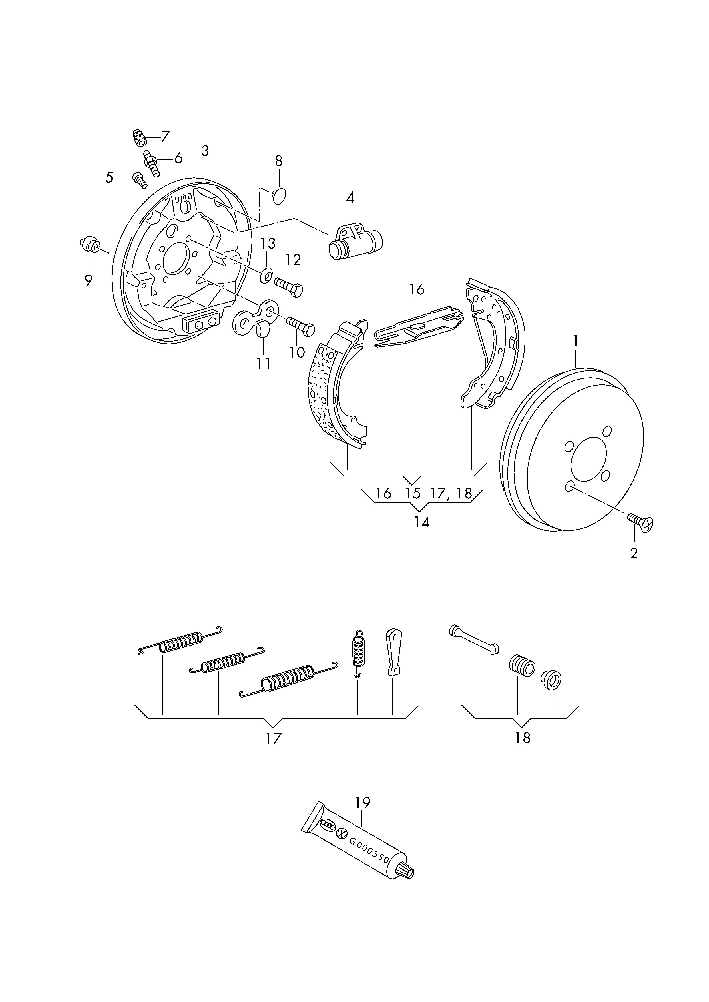 Skoda 171698545 - Tartozékkészlet, fékpofa parts5.com