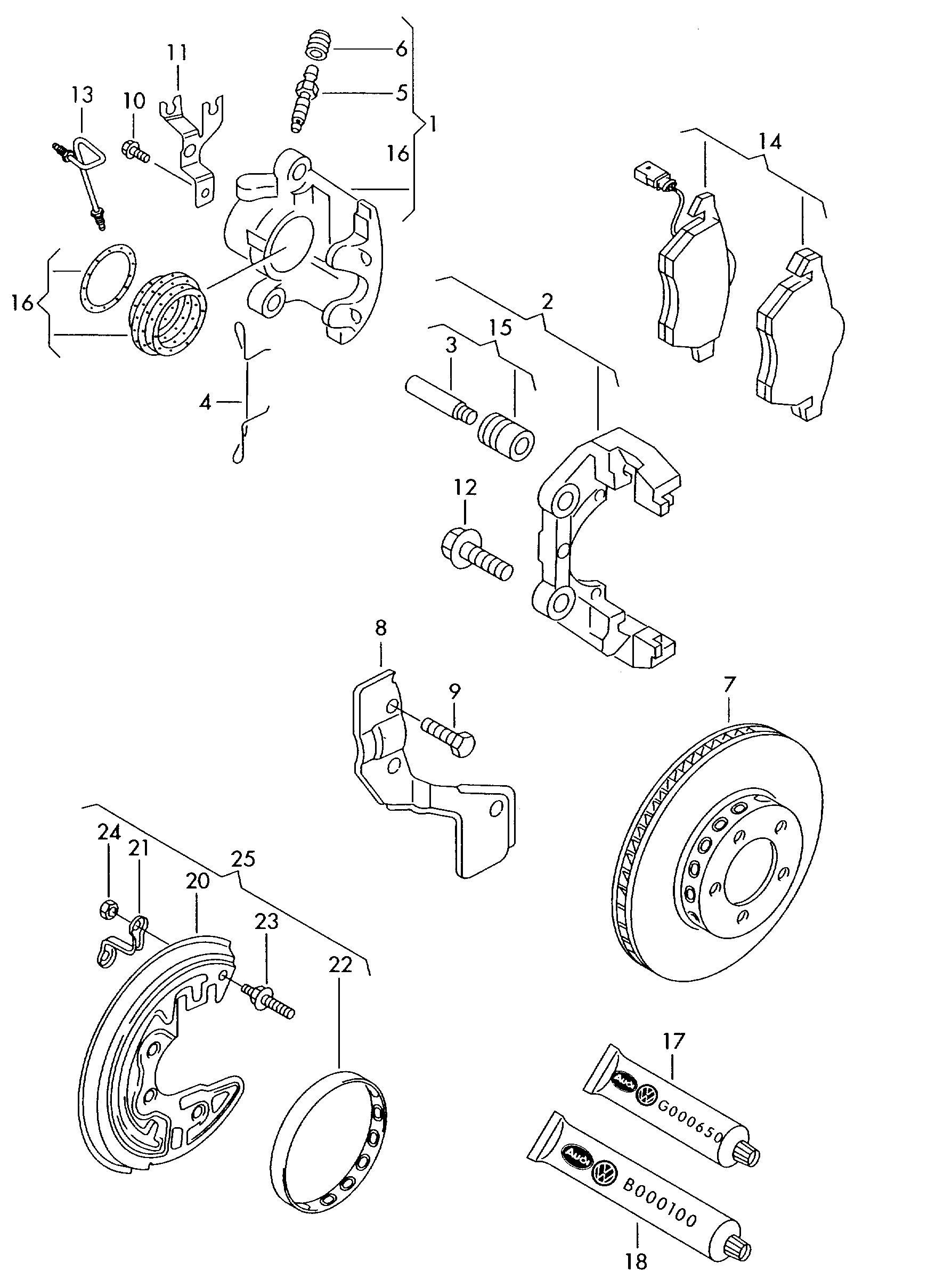 VAG 4B0 698 151 AF - Set placute frana,frana disc parts5.com