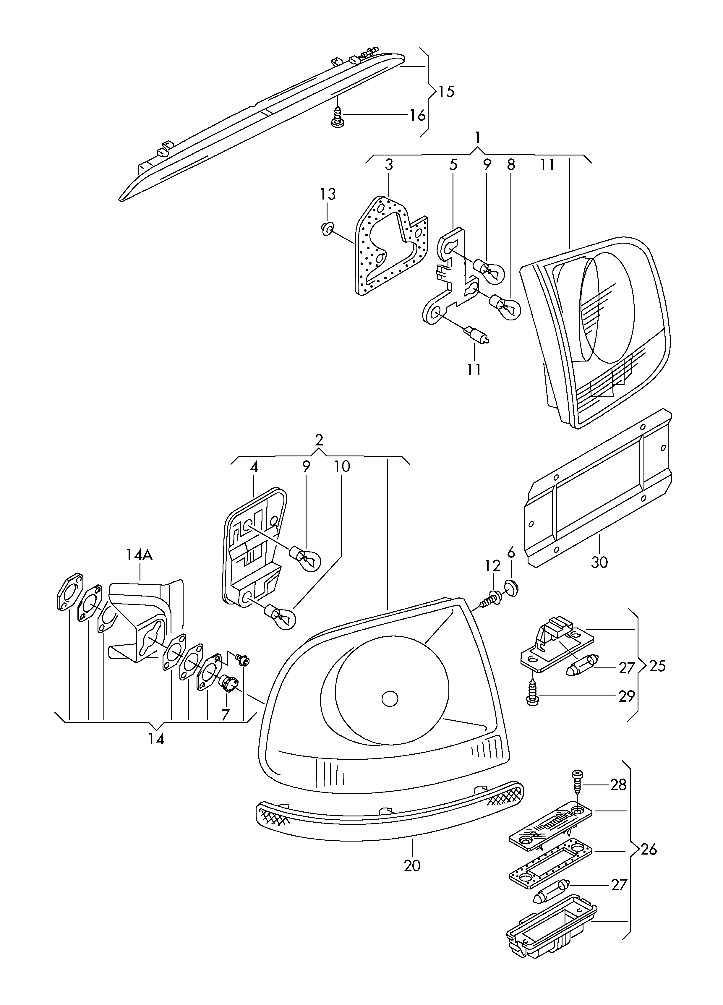 Seat 1J5 943 021 A - Фонарь освещения номерного знака parts5.com