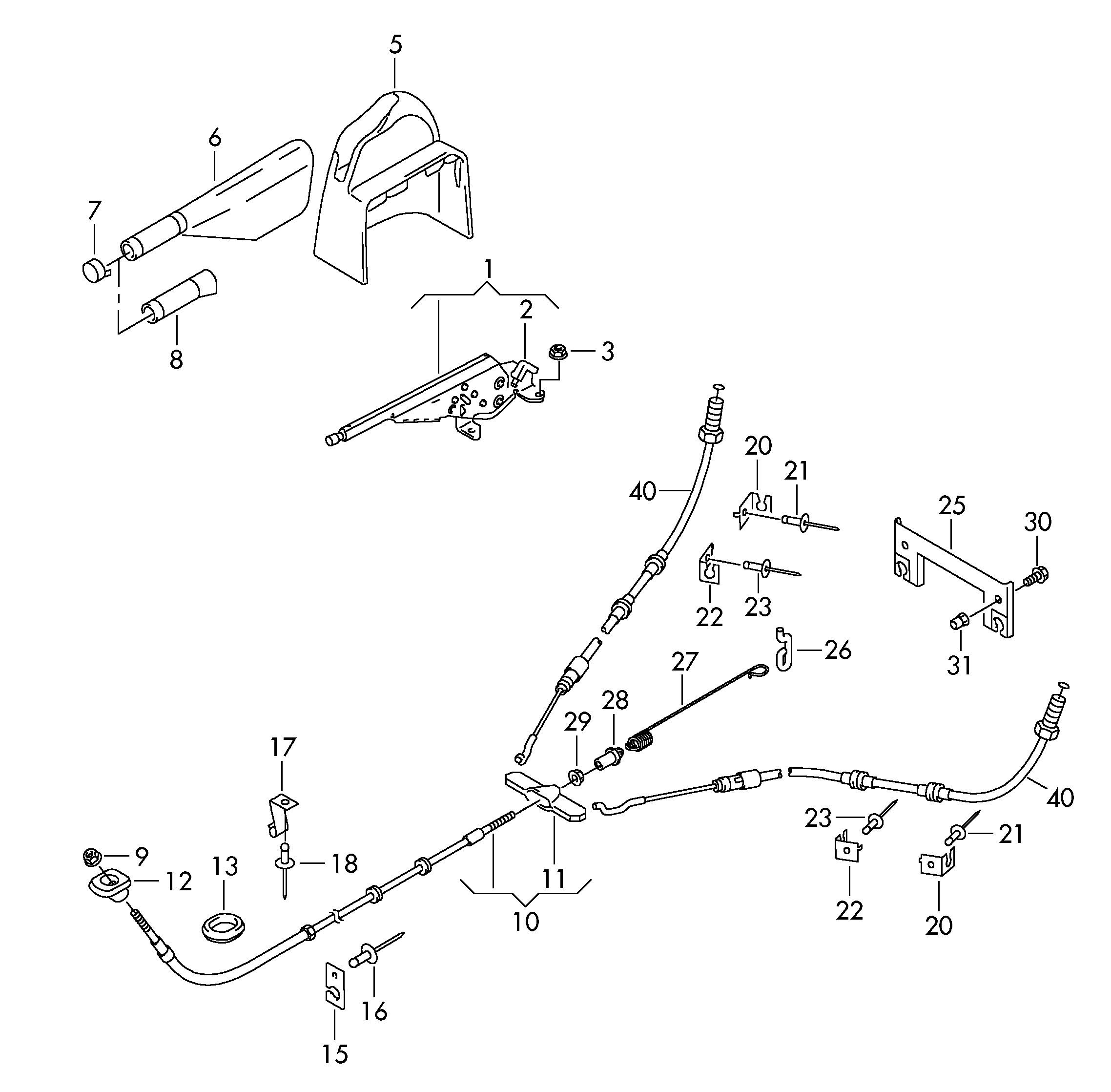 VW 7H3711476D - Cable, parking brake parts5.com