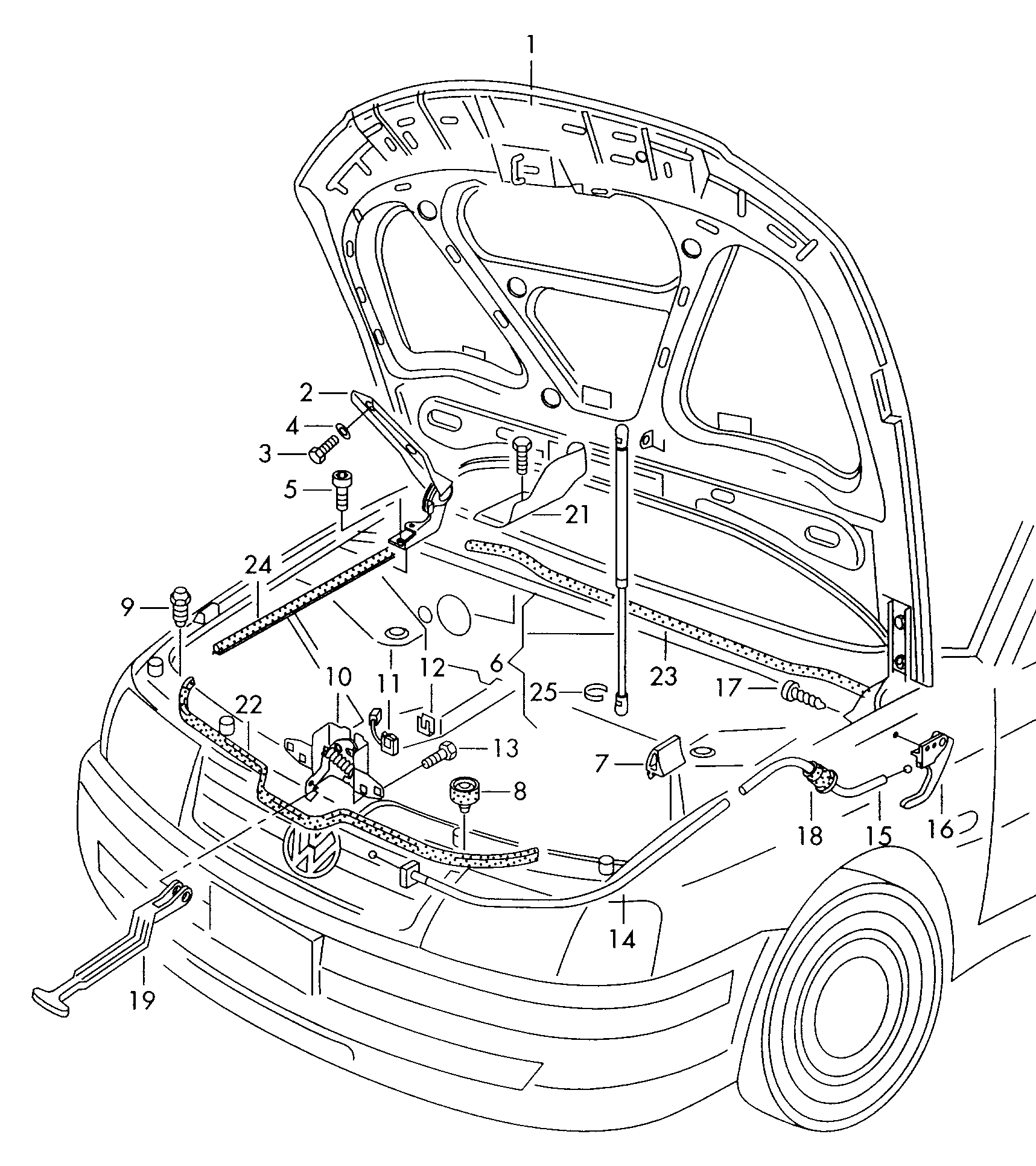 VW 3B0 823 359 B - Sprężyna gazowa, pokrywa komory silnika parts5.com