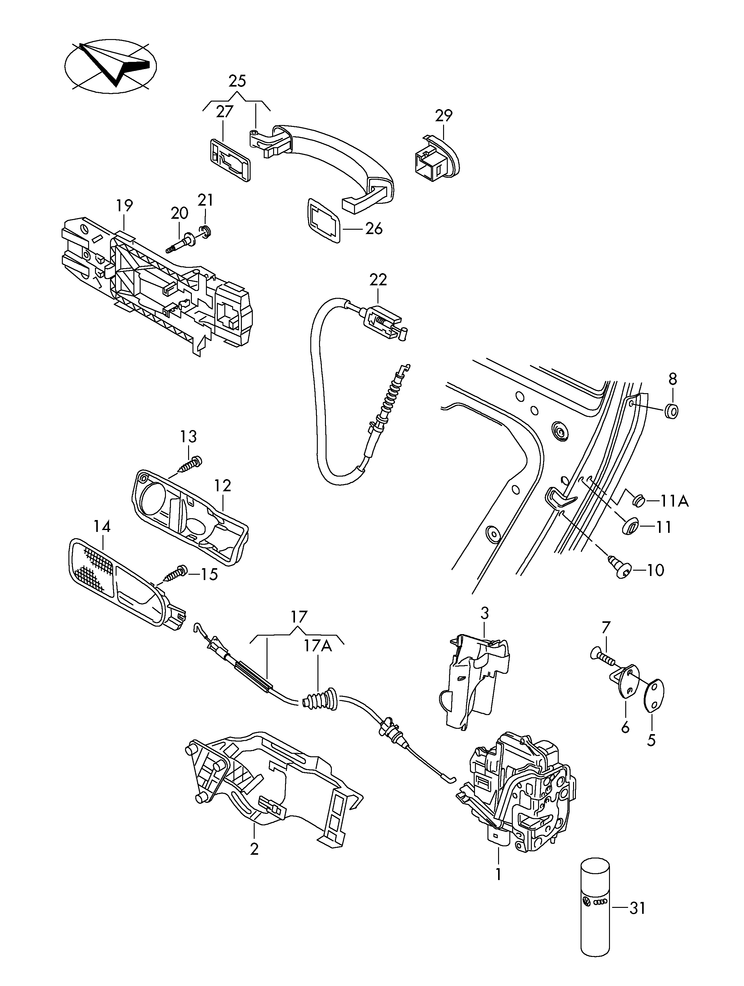 Skoda 5N0 839 015G - Door Lock parts5.com