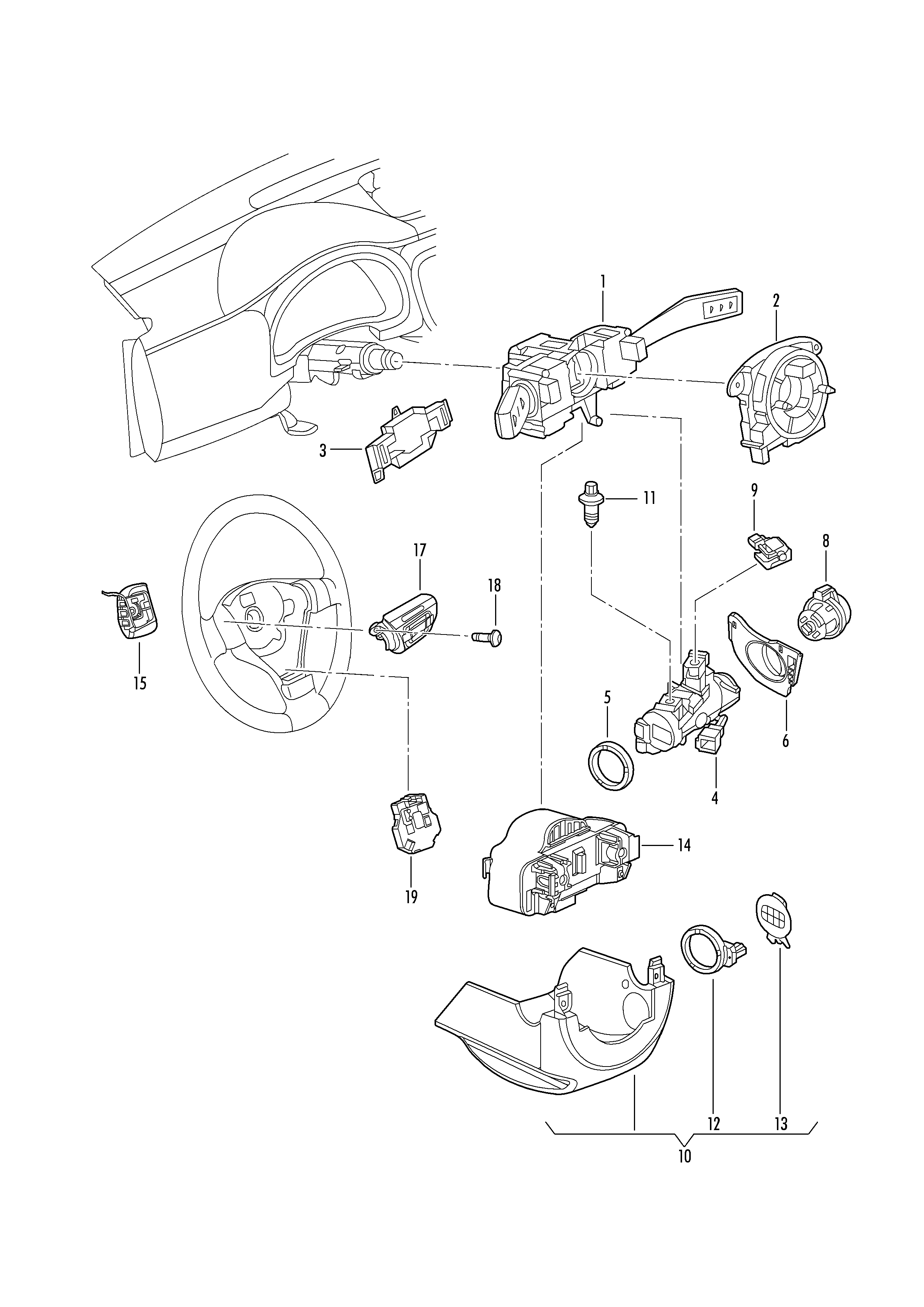 VW 5K0953502M - Steering Column Switch parts5.com