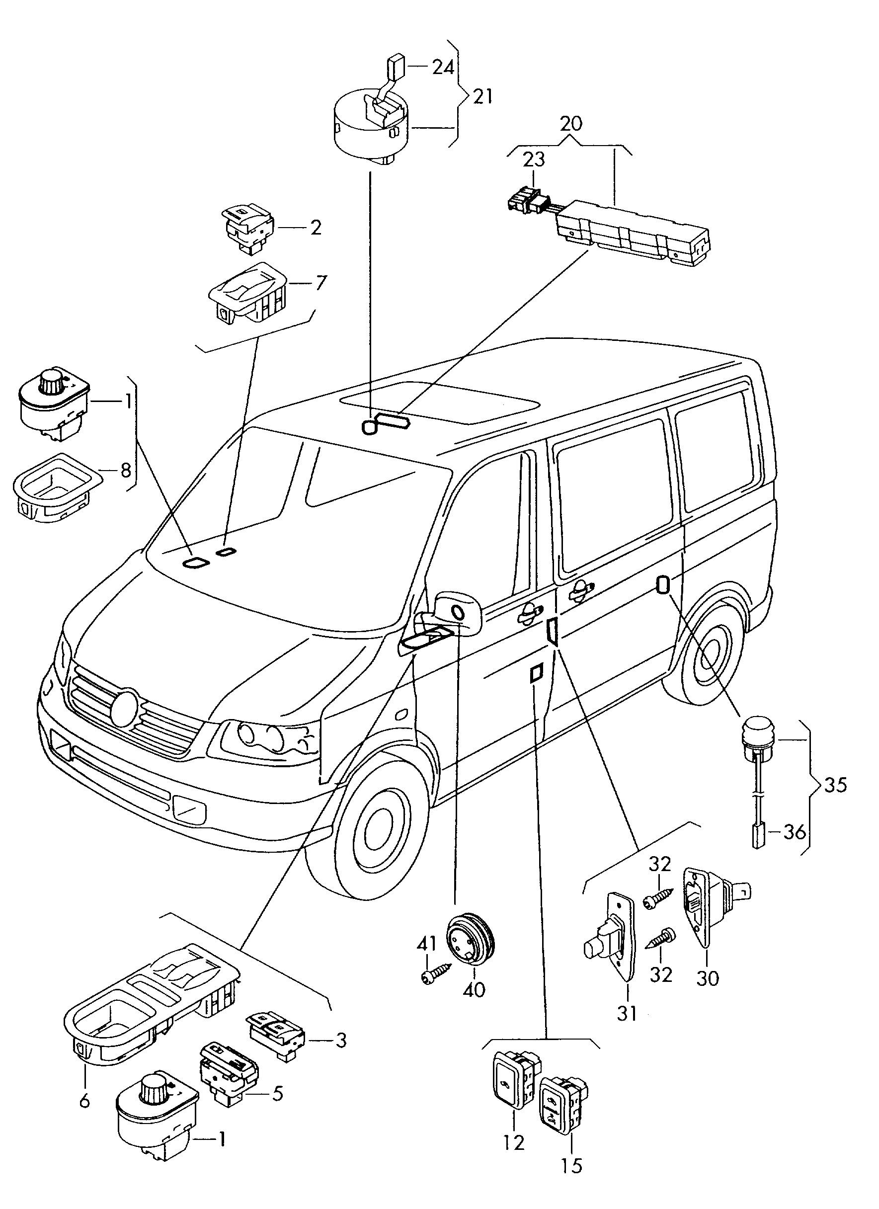 VW 7E0 959 855 - Comutator,macara geam parts5.com