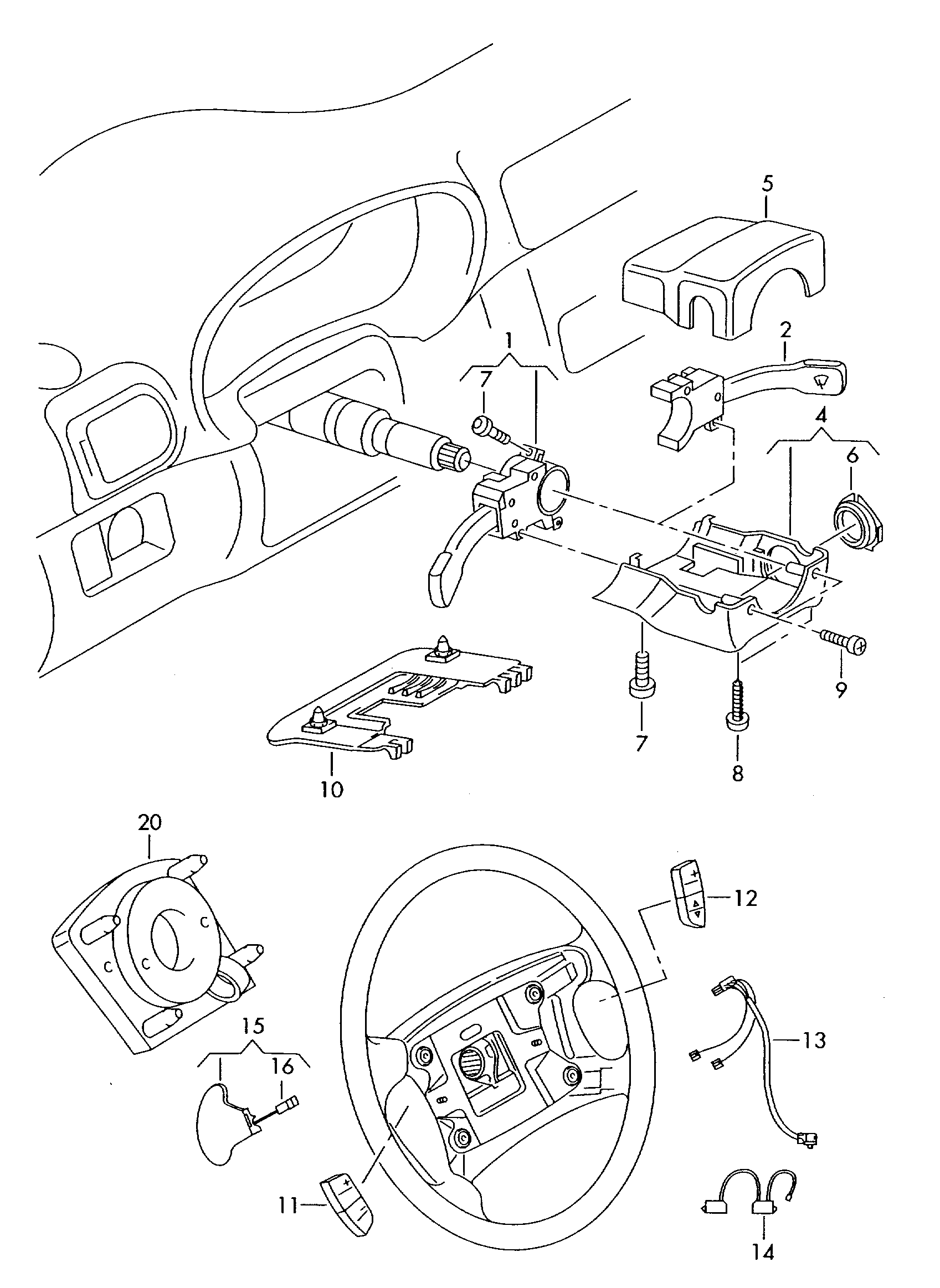 AUDI 1J0 959 654AG - Comutator coloana directie parts5.com