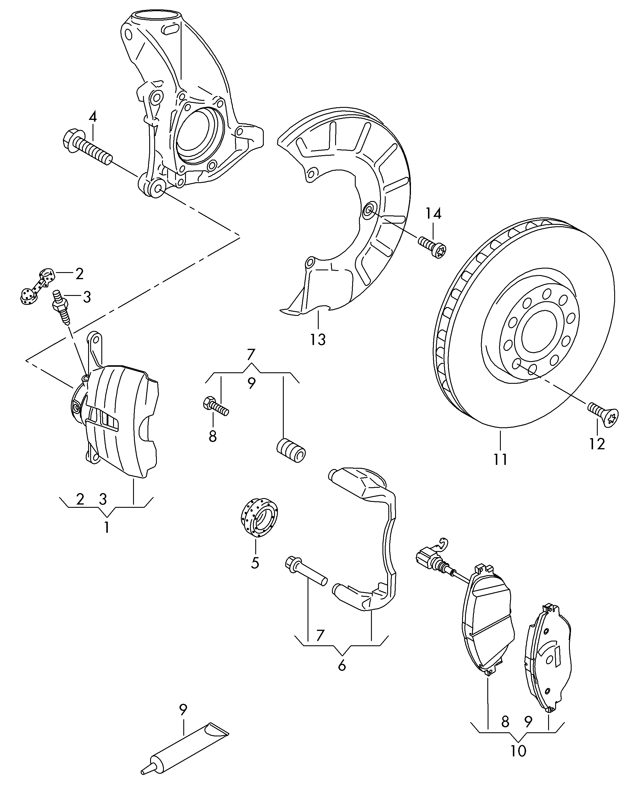 AUDI 7N0615125 - Set bucsi de ghidaj, etrier frana parts5.com