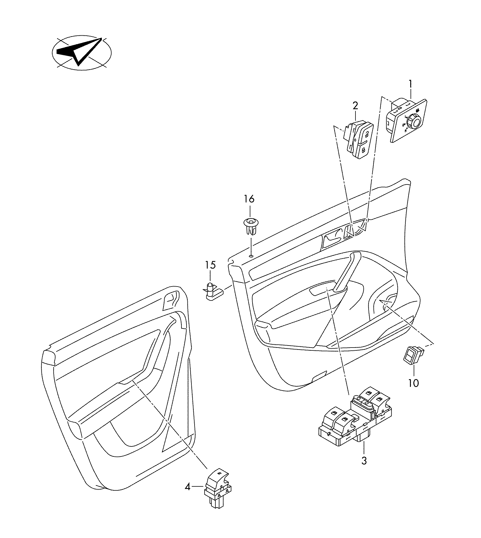 Seat 5K0959855 - Prekidač, podizač prozora parts5.com