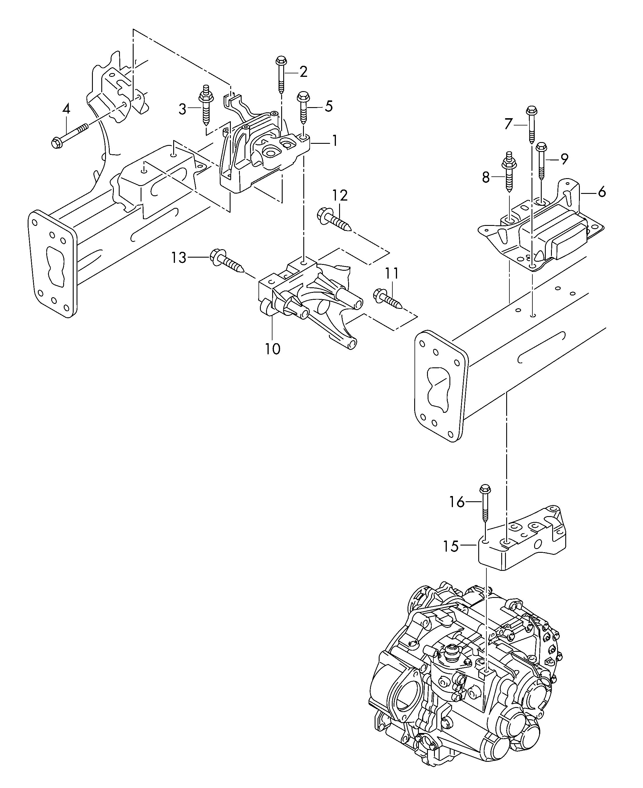 AUDI 5Q0 199 262 BK - Holder, engine mounting parts5.com